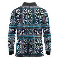 Maori Matariki Long Sleeve Polo Shirt Blue Galaxy Aesthetic Koru Art