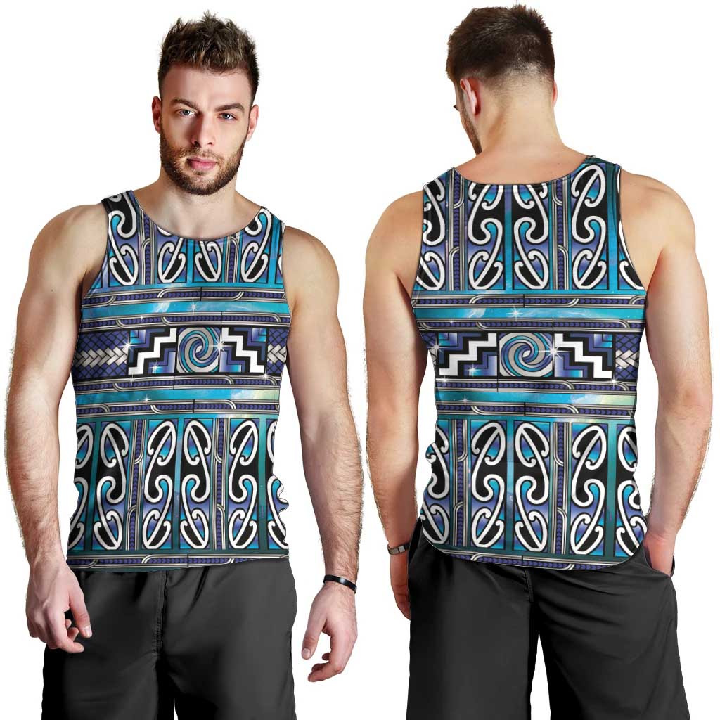 Maori Matariki Men Tank Top Blue Galaxy Aesthetic Koru Art