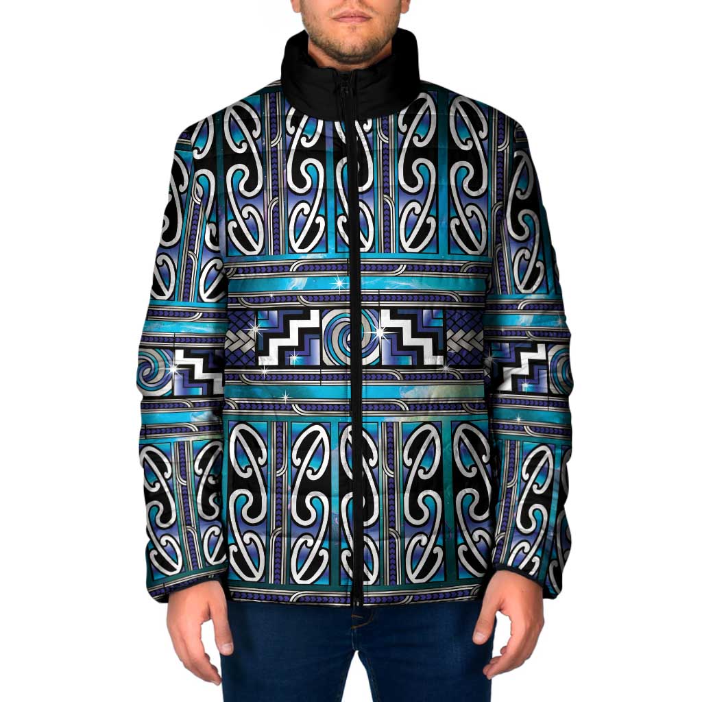 Maori Matariki Padded Jacket Blue Galaxy Aesthetic Koru Art LT01 Men Blue - Polynesian Pride