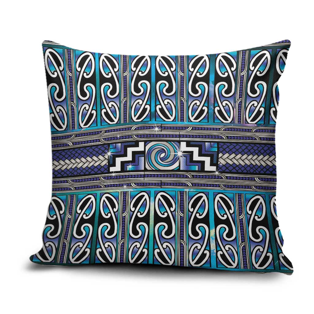 Maori Matariki Pillow Cover Blue Galaxy Aesthetic Koru Art LT01 Blue - Polynesian Pride