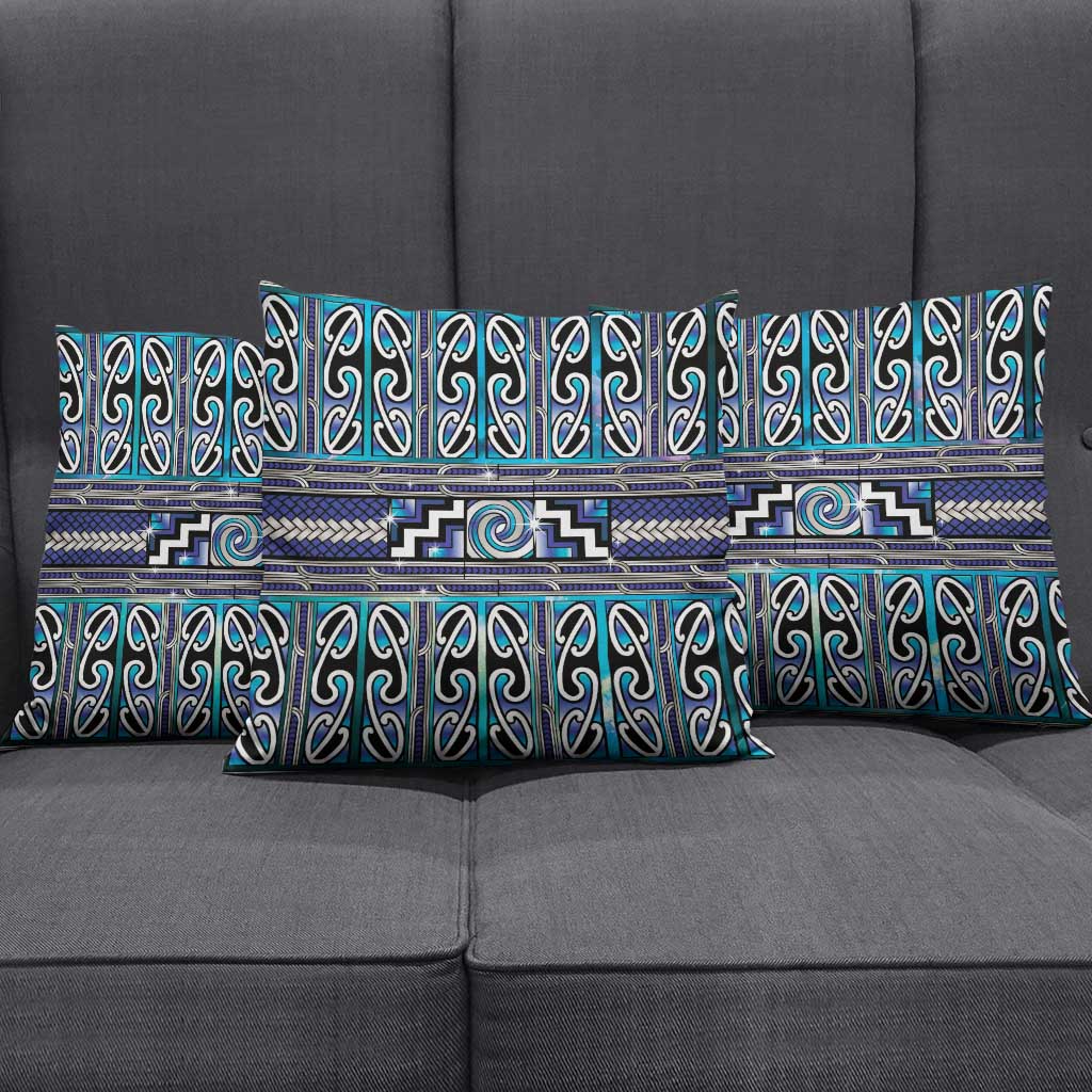 Maori Matariki Pillow Cover Blue Galaxy Aesthetic Koru Art LT01 - Polynesian Pride