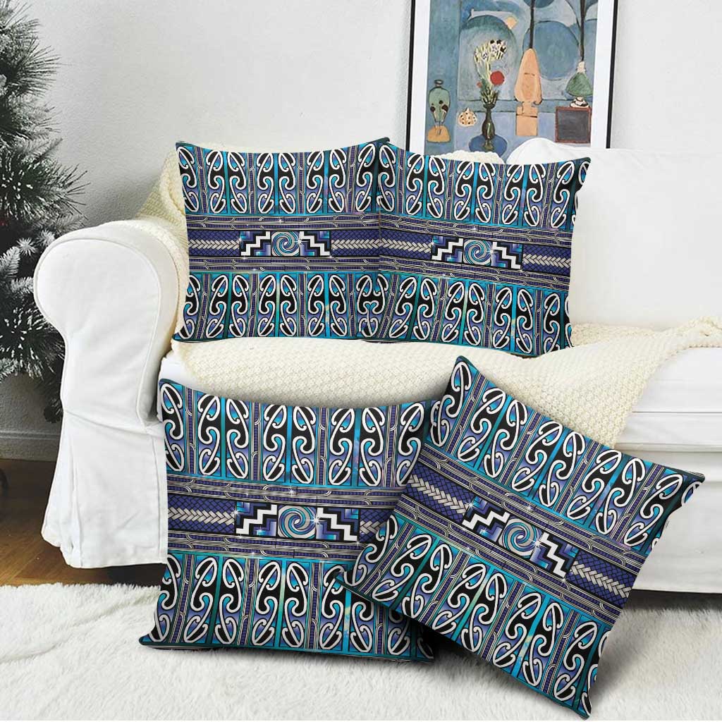 Maori Matariki Pillow Cover Blue Galaxy Aesthetic Koru Art LT01 - Polynesian Pride