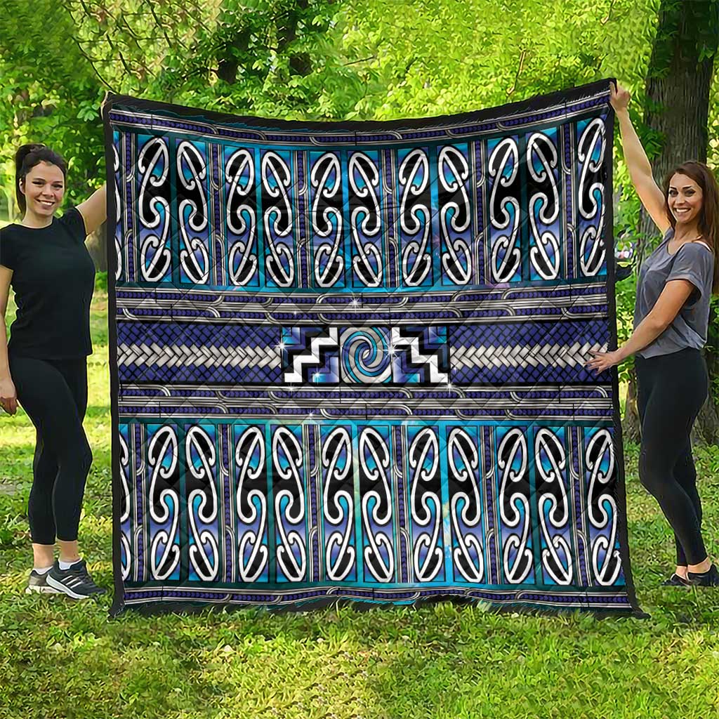 Maori Matariki Quilt Blue Galaxy Aesthetic Koru Art LT01 - Polynesian Pride