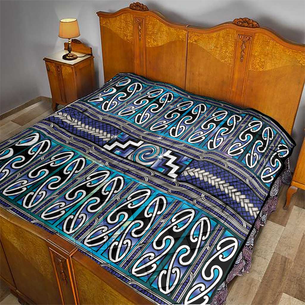 Maori Matariki Quilt Blue Galaxy Aesthetic Koru Art LT01 - Polynesian Pride