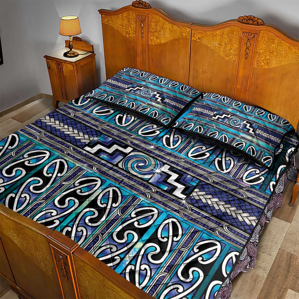 Maori Matariki Quilt Bed Set Blue Galaxy Aesthetic Koru Art LT01 - Polynesian Pride