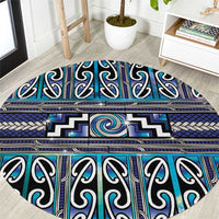 Maori Matariki Round Carpet Blue Galaxy Aesthetic Koru Art LT01 Blue - Polynesian Pride