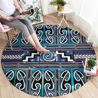 Maori Matariki Round Carpet Blue Galaxy Aesthetic Koru Art LT01 - Polynesian Pride