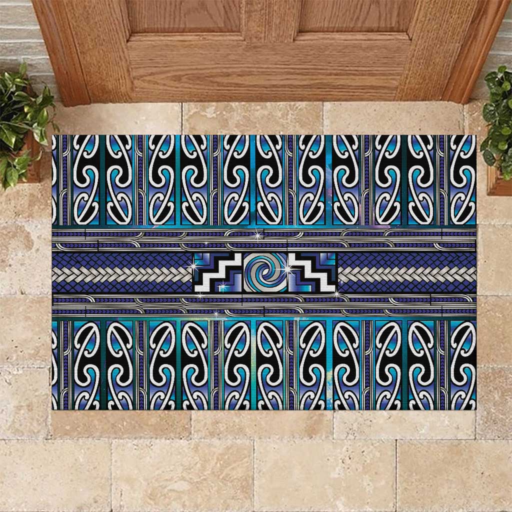 Maori Matariki Rubber Doormat Blue Galaxy Aesthetic Koru Art LT01 Blue - Polynesian Pride