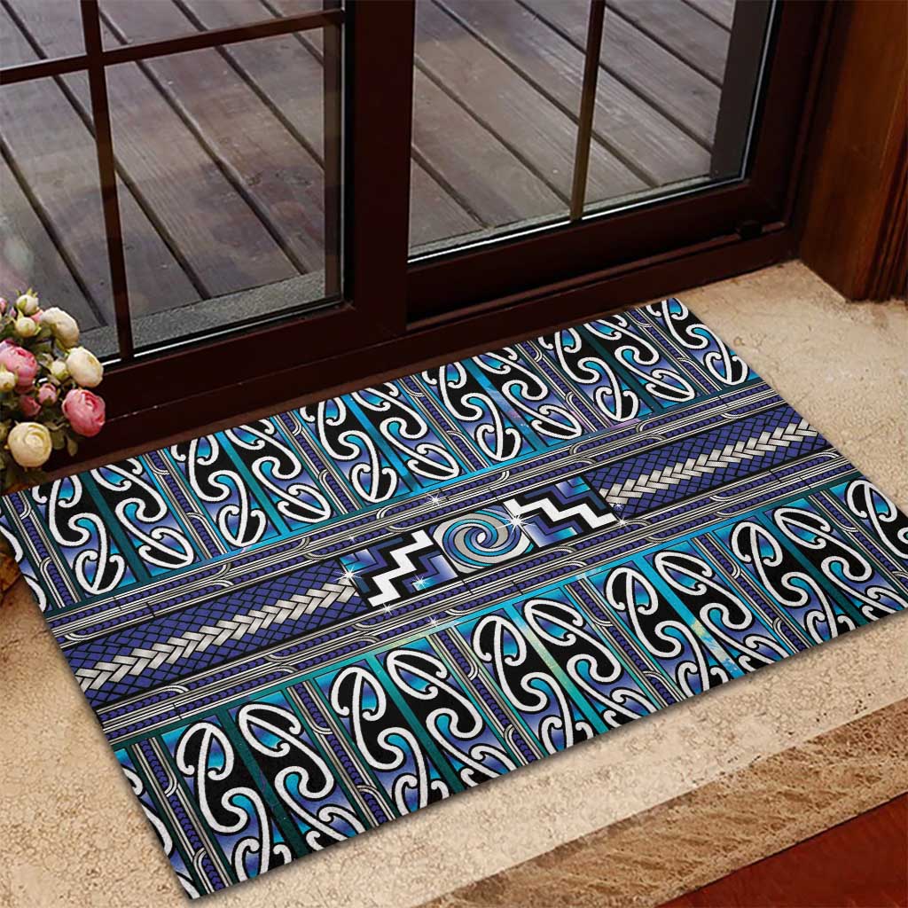 Maori Matariki Rubber Doormat Blue Galaxy Aesthetic Koru Art LT01 - Polynesian Pride