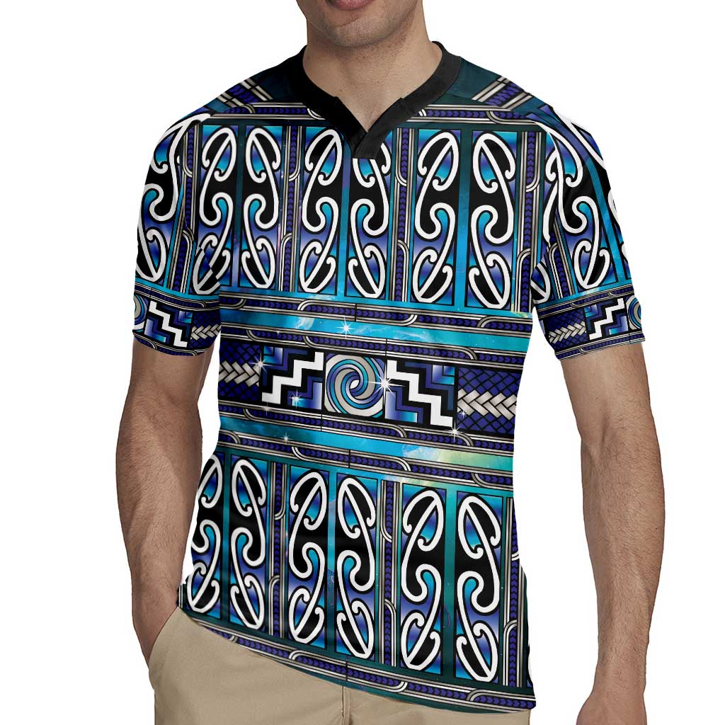 Maori Matariki Rugby Jersey Blue Galaxy Aesthetic Koru Art LT01 - Polynesian Pride