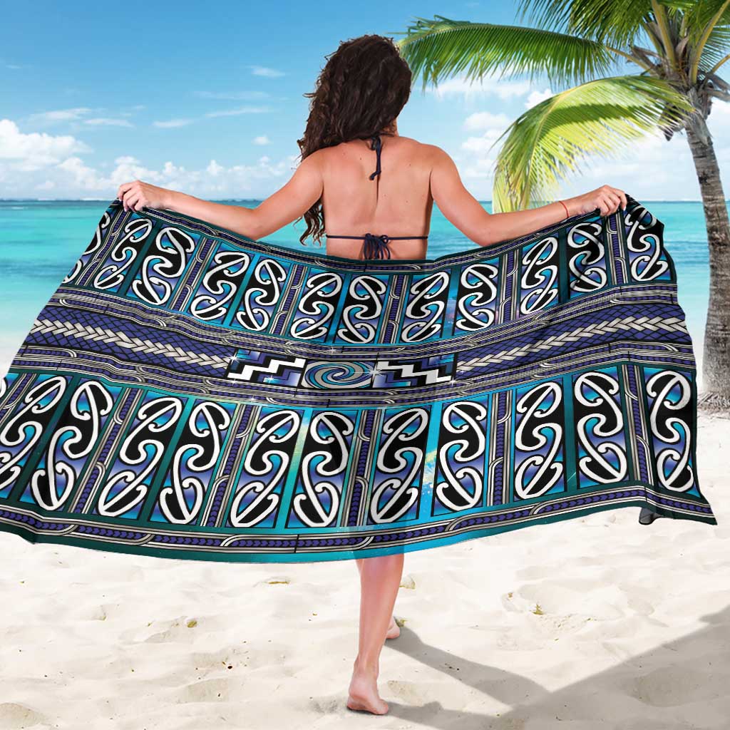 Maori Matariki Sarong Blue Galaxy Aesthetic Koru Art LT01 - Polynesian Pride