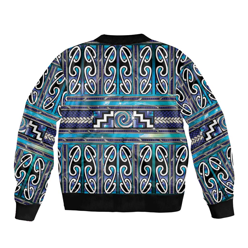 Maori Matariki Sleeve Zip Bomber Jacket Blue Galaxy Aesthetic Koru Art LT01 - Polynesian Pride