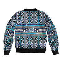 Maori Matariki Sleeve Zip Bomber Jacket Blue Galaxy Aesthetic Koru Art LT01 - Polynesian Pride