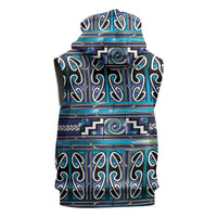 Maori Matariki Sleeveless Hoodie Blue Galaxy Aesthetic Koru Art LT01 - Polynesian Pride