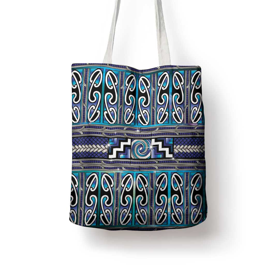 Maori Matariki Tote Bag Blue Galaxy Aesthetic Koru Art LT01 - Polynesian Pride