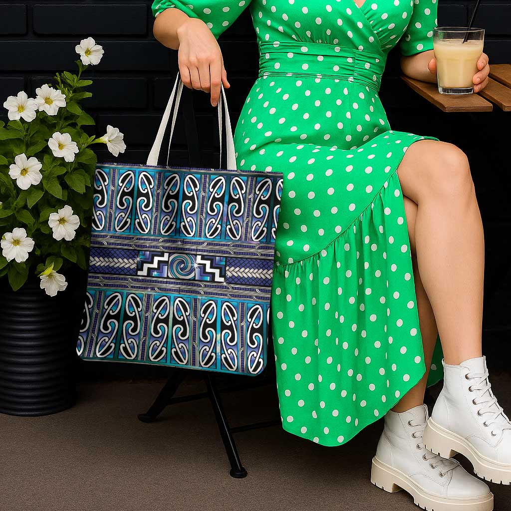 Maori Matariki Tote Bag Blue Galaxy Aesthetic Koru Art LT01 - Polynesian Pride