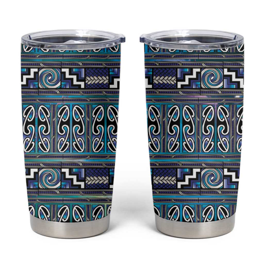 Maori Matariki Tumbler Cup Blue Galaxy Aesthetic Koru Art LT01 Blue - Polynesian Pride