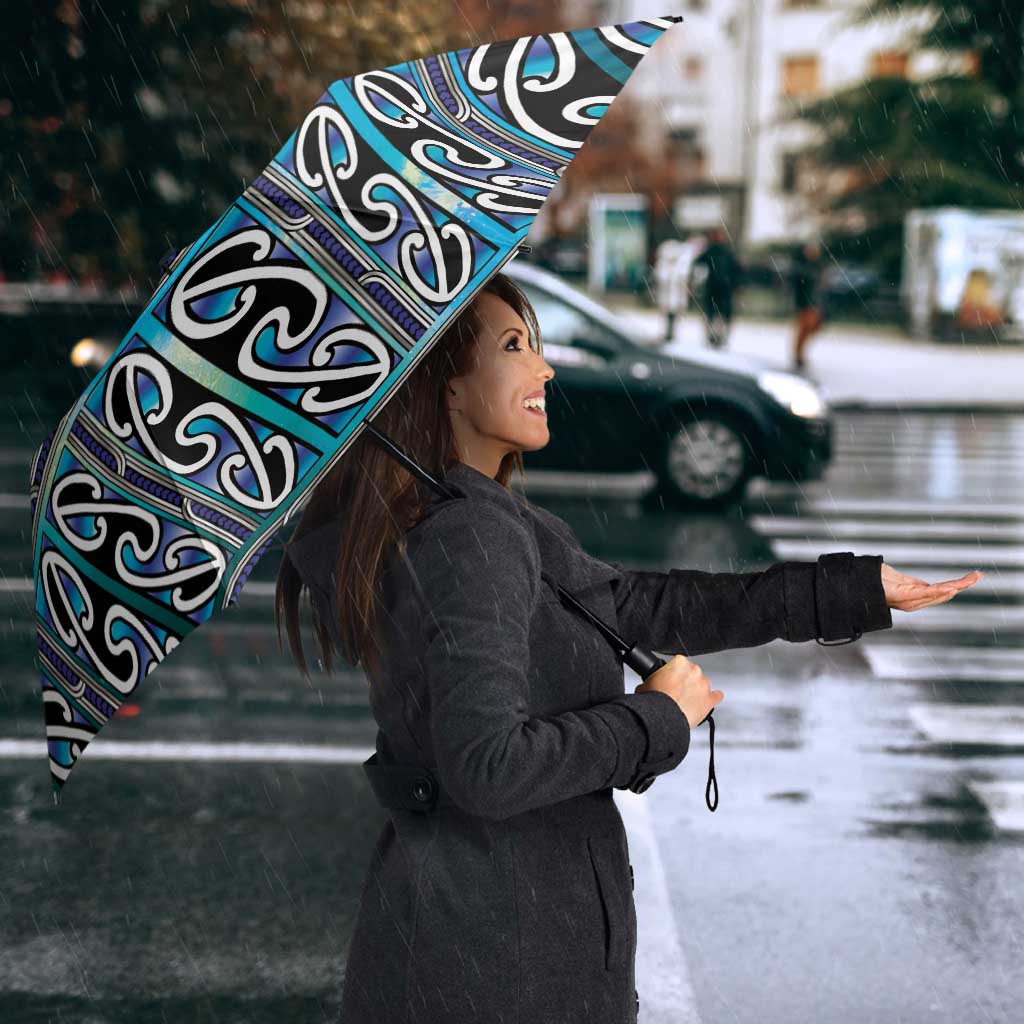 Maori Matariki Umbrella Blue Galaxy Aesthetic Koru Art LT01 - Polynesian Pride