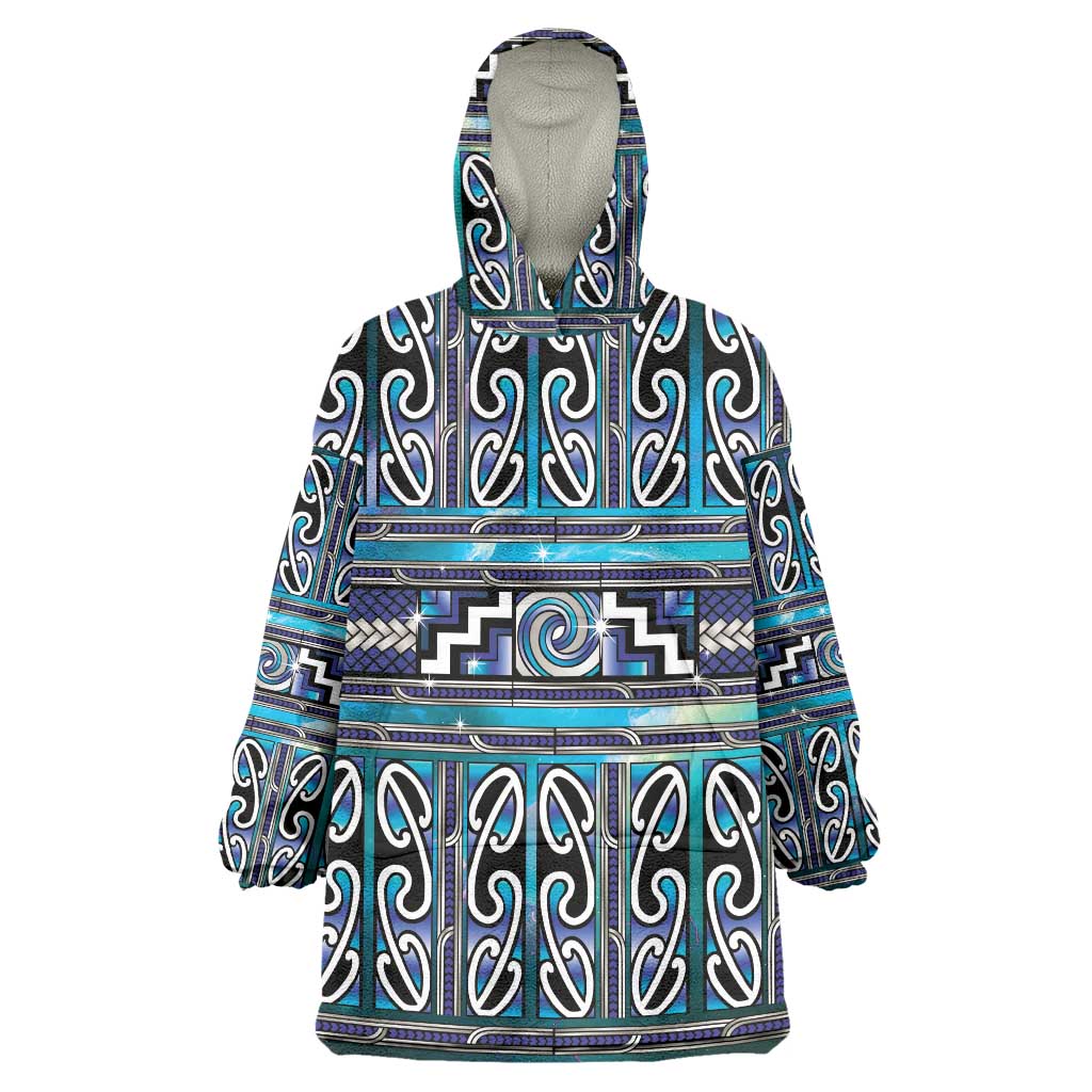 Maori Matariki Wearable Blanket Hoodie Blue Galaxy Aesthetic Koru Art LT01 One Size Blue - Polynesian Pride
