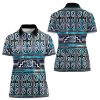 Maori Matariki Women Polo Shirt Blue Galaxy Aesthetic Koru Art LT01 - Polynesian Pride