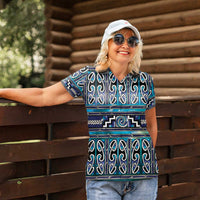 Maori Matariki Women Polo Shirt Blue Galaxy Aesthetic Koru Art LT01 - Polynesian Pride