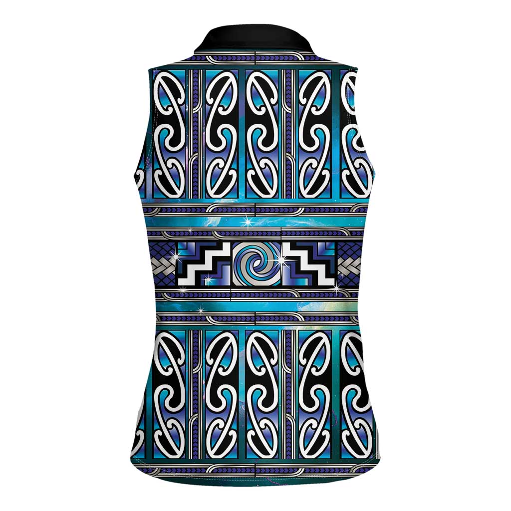 Maori Matariki Women Sleeveless Polo Shirt Blue Galaxy Aesthetic Koru Art LT01 - Polynesian Pride