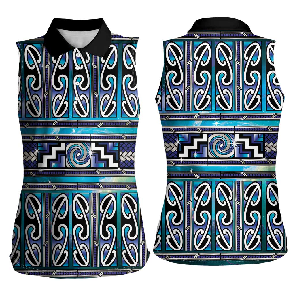 Maori Matariki Women Sleeveless Polo Shirt Blue Galaxy Aesthetic Koru Art LT01 - Polynesian Pride