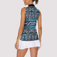Maori Matariki Women Sleeveless Polo Shirt Blue Galaxy Aesthetic Koru Art LT01 - Polynesian Pride