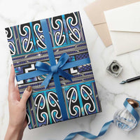 Maori Matariki Wrapping Paper Blue Galaxy Aesthetic Koru Art LT01 - Polynesian Pride