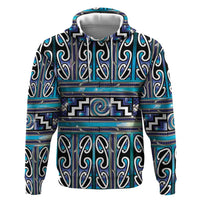 Maori Matariki Zip Hoodie Blue Galaxy Aesthetic Koru Art LT01 Pullover Hoodie Blue - Polynesian Pride