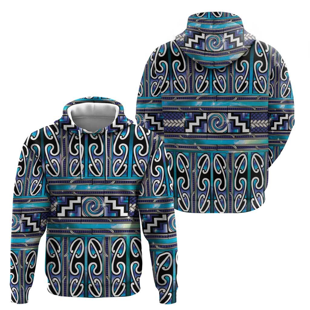 Maori Matariki Zip Hoodie Blue Galaxy Aesthetic Koru Art LT01 - Polynesian Pride