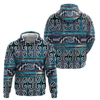Maori Matariki Zip Hoodie Blue Galaxy Aesthetic Koru Art LT01 - Polynesian Pride