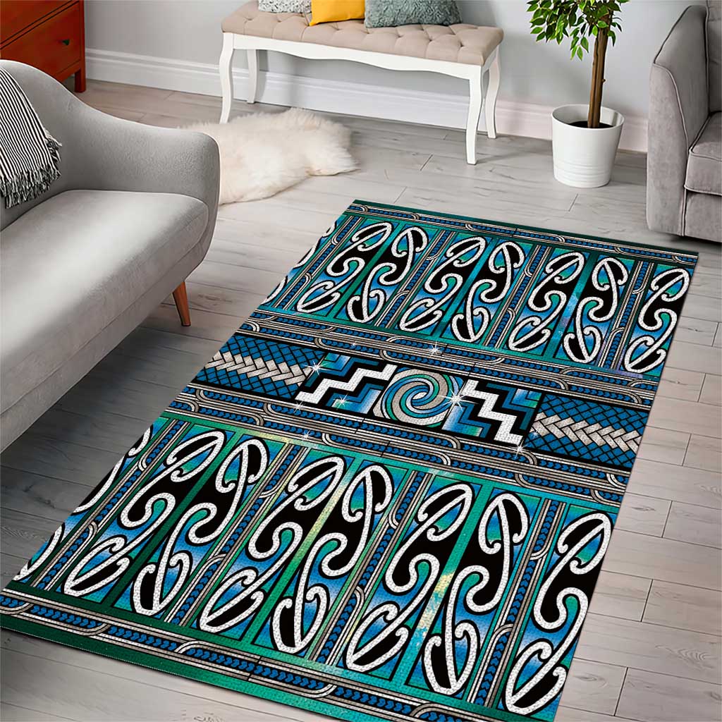 Maori Matariki Area Rug Green Galaxy Aesthetic Koru Art LT01 - Polynesian Pride