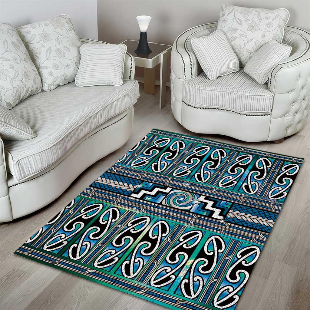 Maori Matariki Area Rug Green Galaxy Aesthetic Koru Art LT01 - Polynesian Pride
