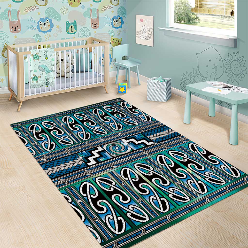 Maori Matariki Area Rug Green Galaxy Aesthetic Koru Art LT01 - Polynesian Pride