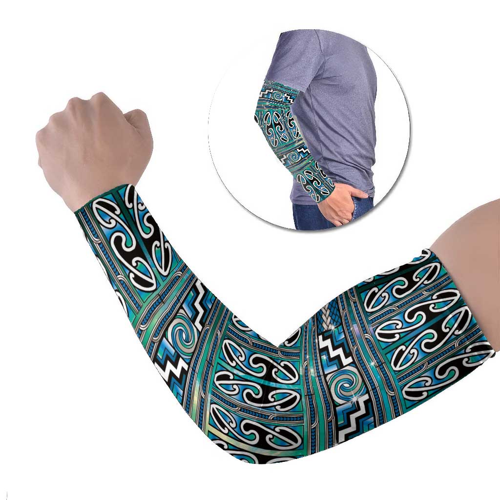 Maori Matariki Arm Sleeves Green Galaxy Aesthetic Koru Art