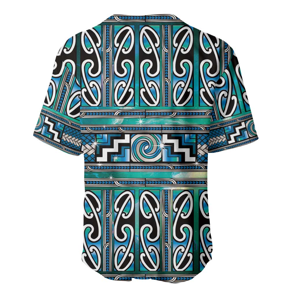 Maori Matariki Baseball Jersey Green Galaxy Aesthetic Koru Art LT01 - Polynesian Pride