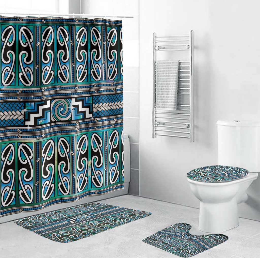 Maori Matariki Bathroom Set Green Galaxy Aesthetic Koru Art