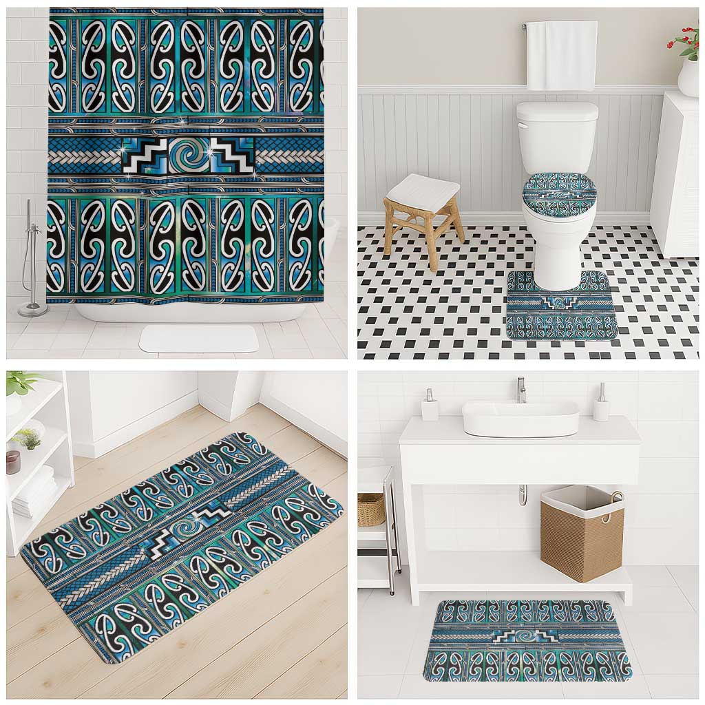 Maori Matariki Bathroom Set Green Galaxy Aesthetic Koru Art