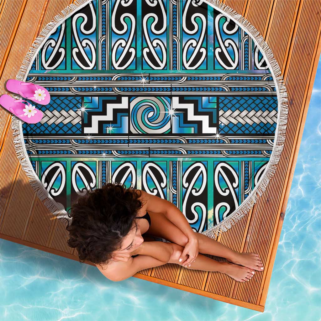 Maori Matariki Beach Blanket Green Galaxy Aesthetic Koru Art LT01 - Polynesian Pride