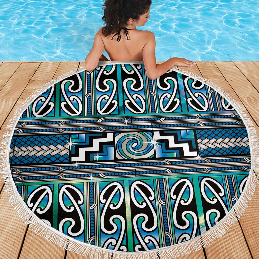Maori Matariki Beach Blanket Green Galaxy Aesthetic Koru Art LT01 - Polynesian Pride