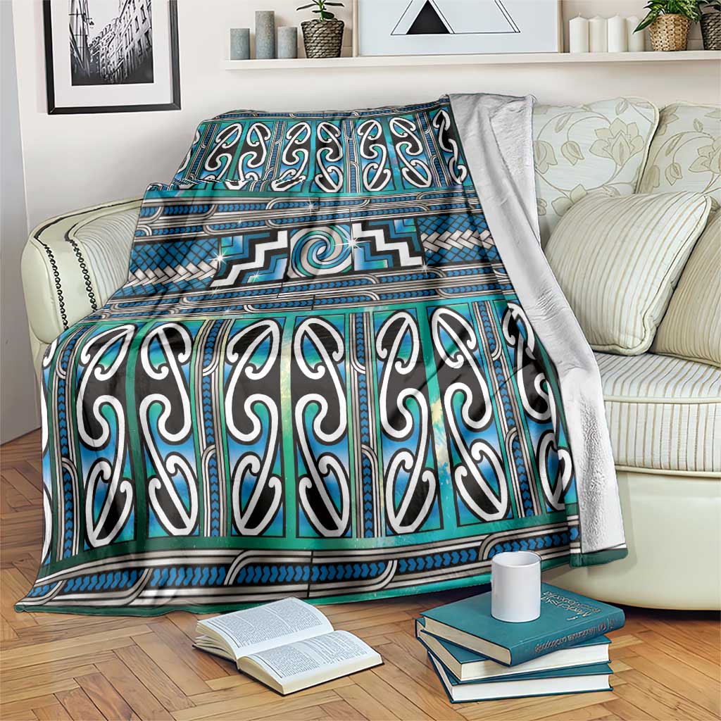 Maori Matariki Blanket Green Galaxy Aesthetic Koru Art