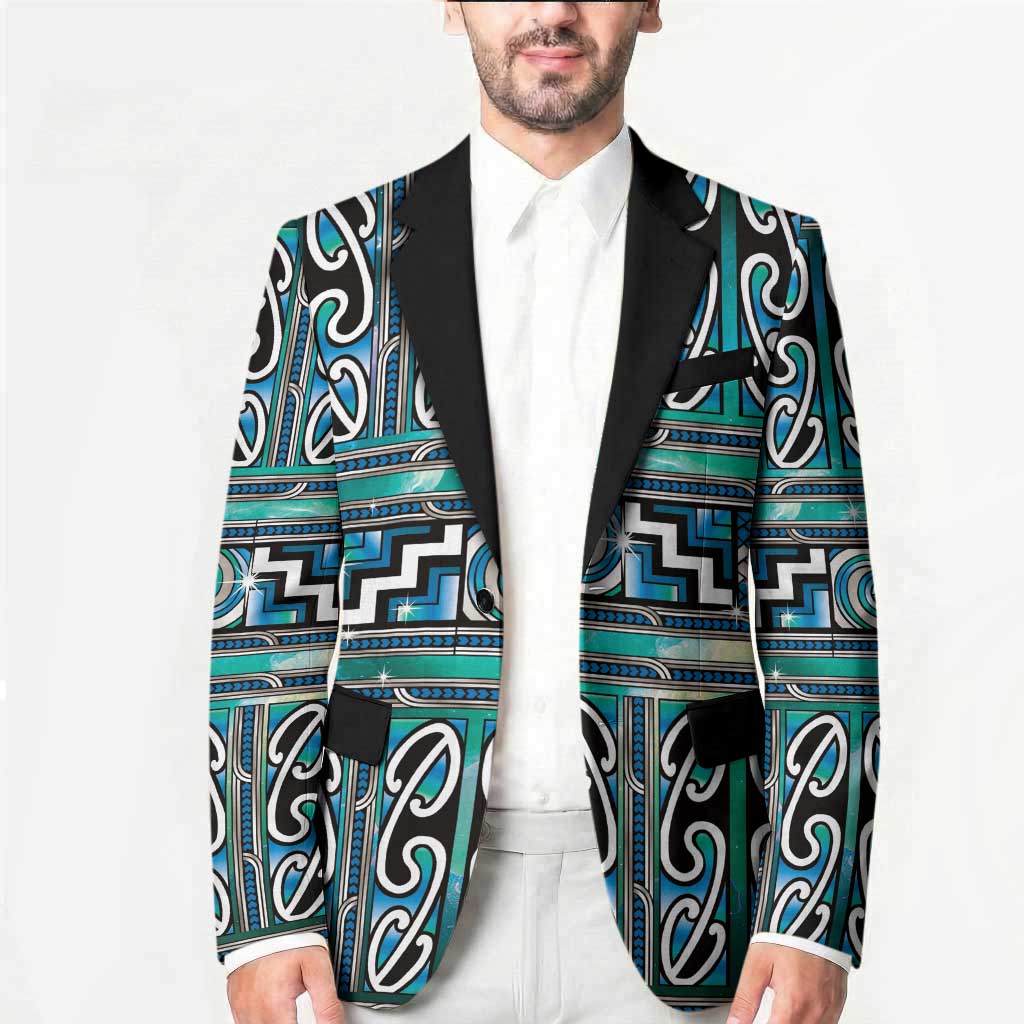 Maori Matariki Blazer Green Galaxy Aesthetic Koru Art LT01 - Polynesian Pride