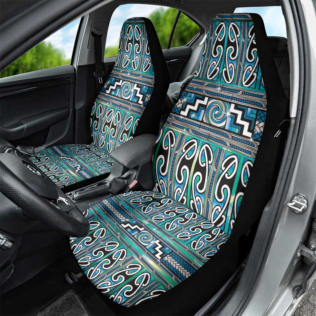 Maori Matariki Car Seat Cover Green Galaxy Aesthetic Koru Art