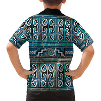 Maori Matariki Family Matching Long Sleeve Bodycon Dress and Hawaiian Shirt Green Galaxy Aesthetic Koru Art