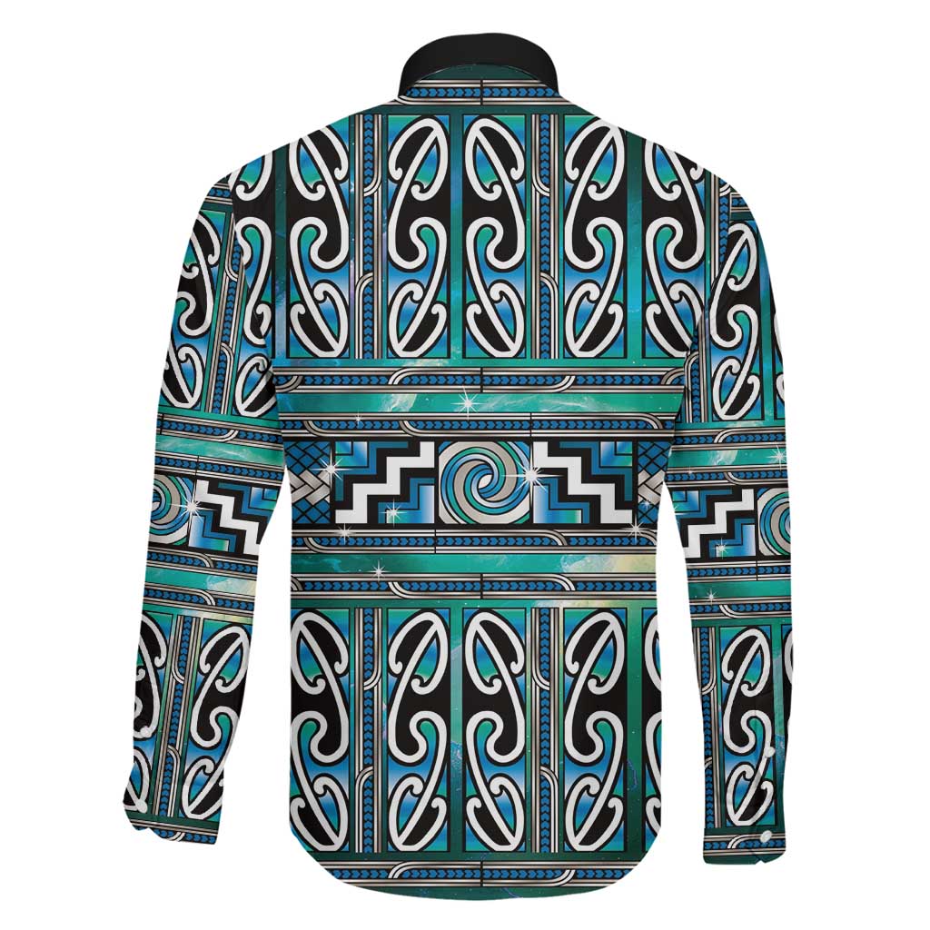 Maori Matariki Family Matching Long Sleeve Bodycon Dress and Hawaiian Shirt Green Galaxy Aesthetic Koru Art
