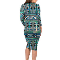 Maori Matariki Family Matching Long Sleeve Bodycon Dress and Hawaiian Shirt Green Galaxy Aesthetic Koru Art