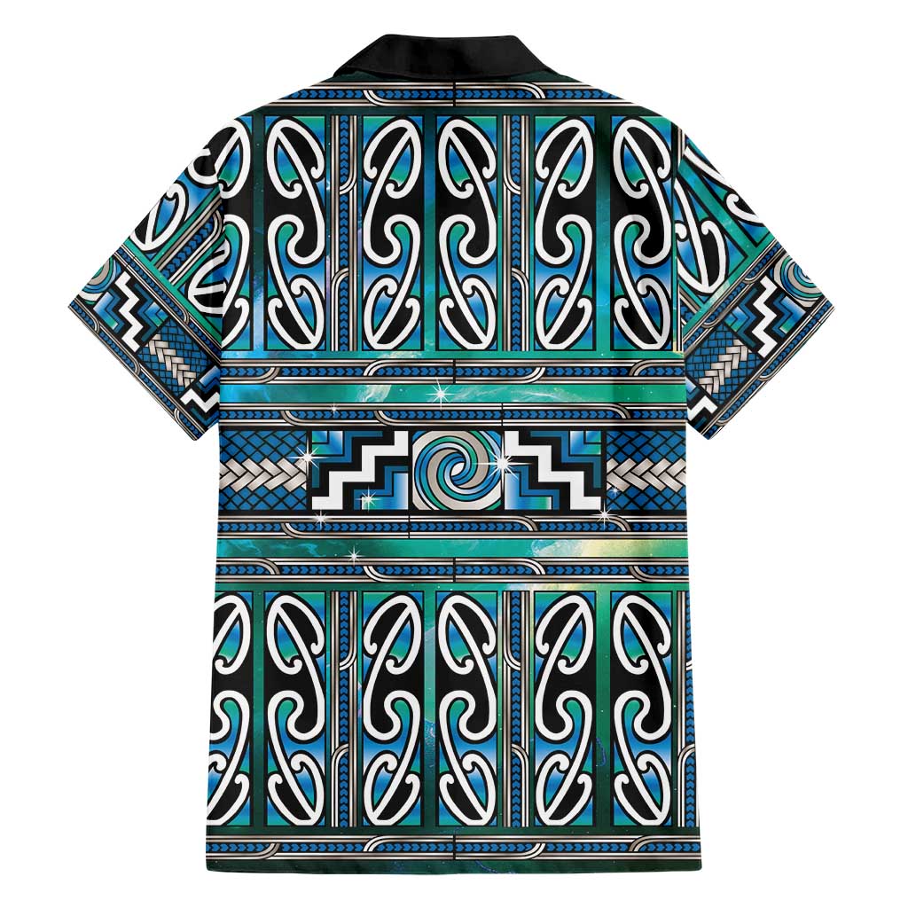 Maori Matariki Family Matching Off Shoulder Maxi Dress and Hawaiian Shirt Green Galaxy Aesthetic Koru Art