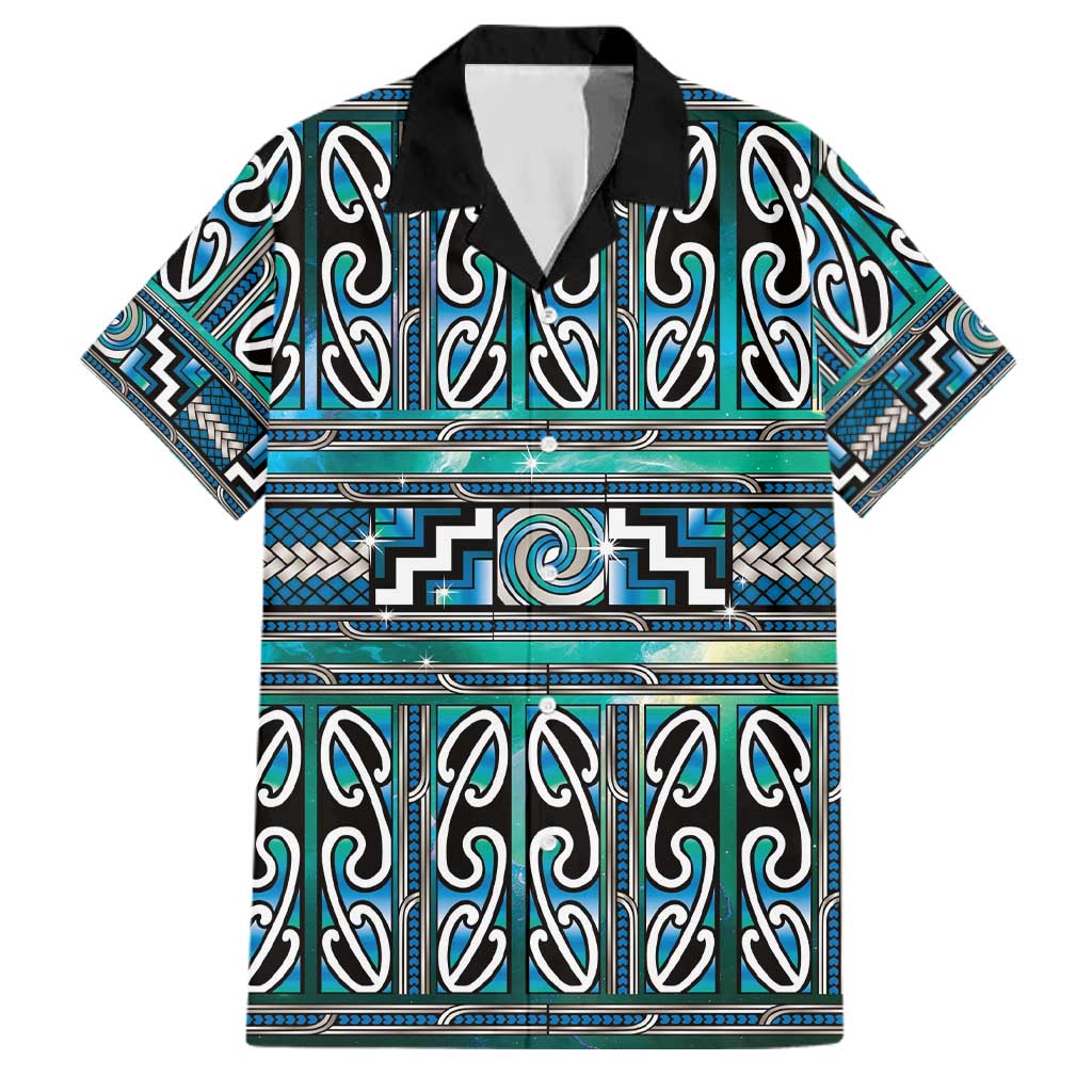 Maori Matariki Family Matching Short Sleeve Bodycon Dress and Hawaiian Shirt Green Galaxy Aesthetic Koru Art