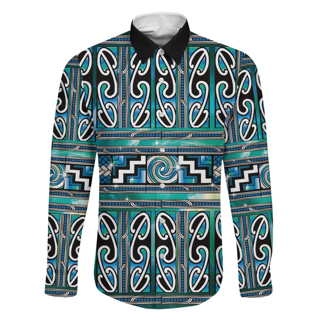 Maori Matariki Family Matching Short Sleeve Bodycon Dress and Hawaiian Shirt Green Galaxy Aesthetic Koru Art